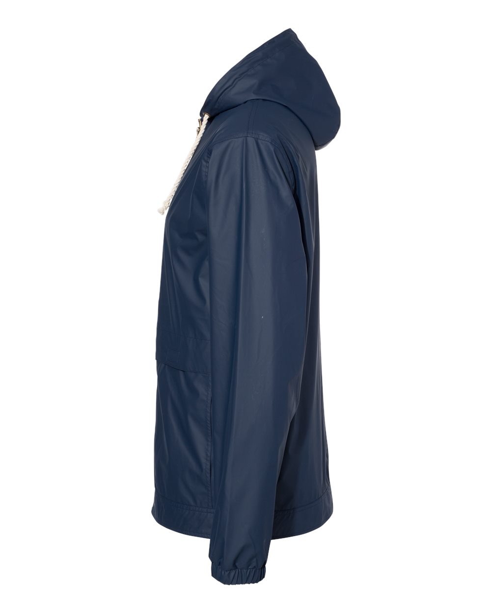 Left View of Navy Vintage Hooded Rain Jacket - 193910