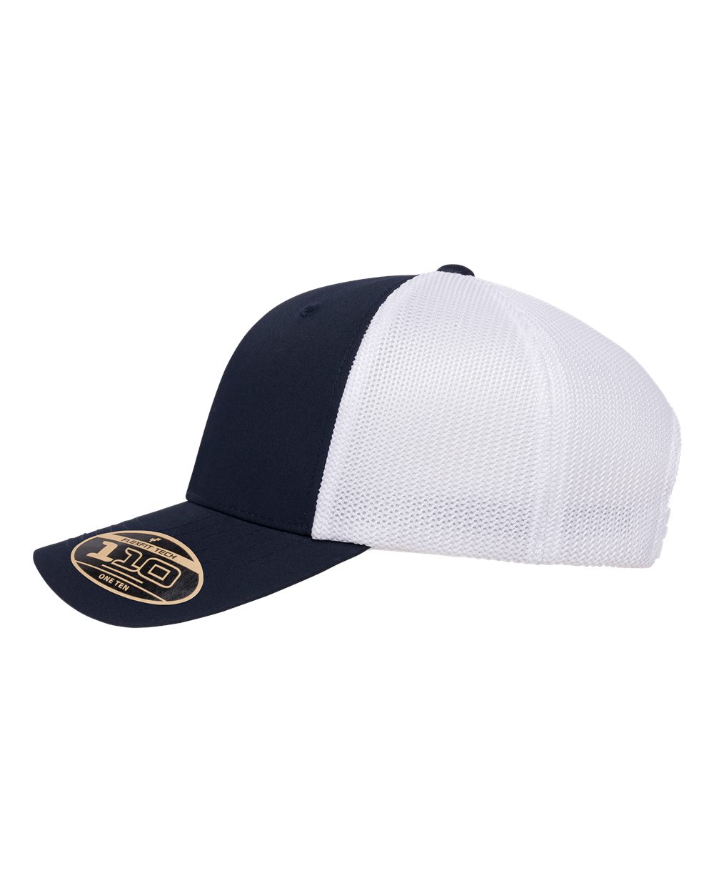 Left View of Navy/ White 110® Recycled Mesh Cap - 110R