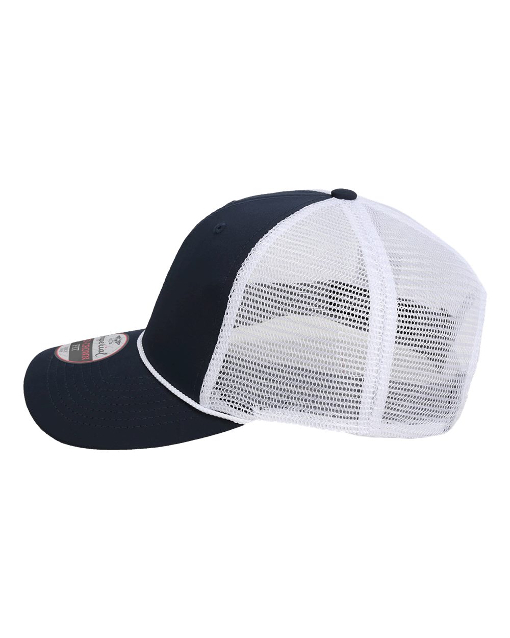 Left View of Navy/ White The Night Owl Performance Rope Cap - 7055