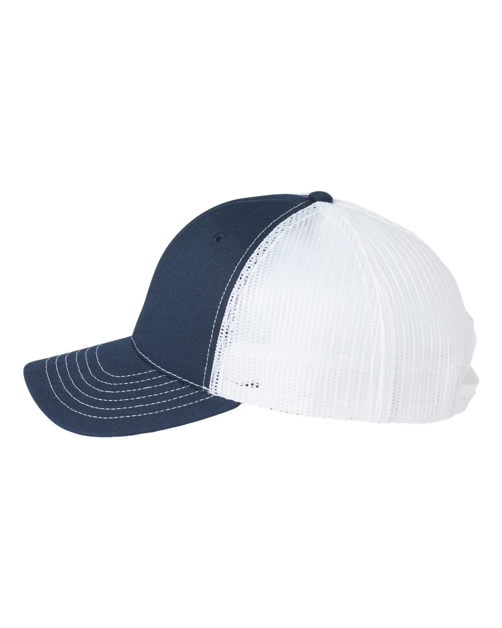 Left View of Navy/ White USA-Made Trucker Cap - USA100