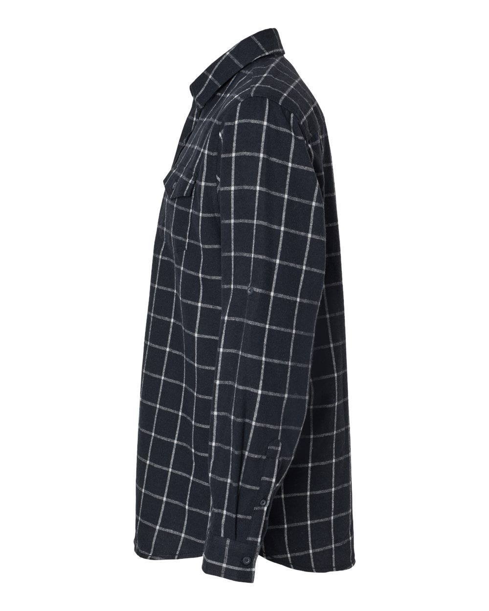 Left View of Navy/ White Yarn-Dyed Flannel Shirt - 8210