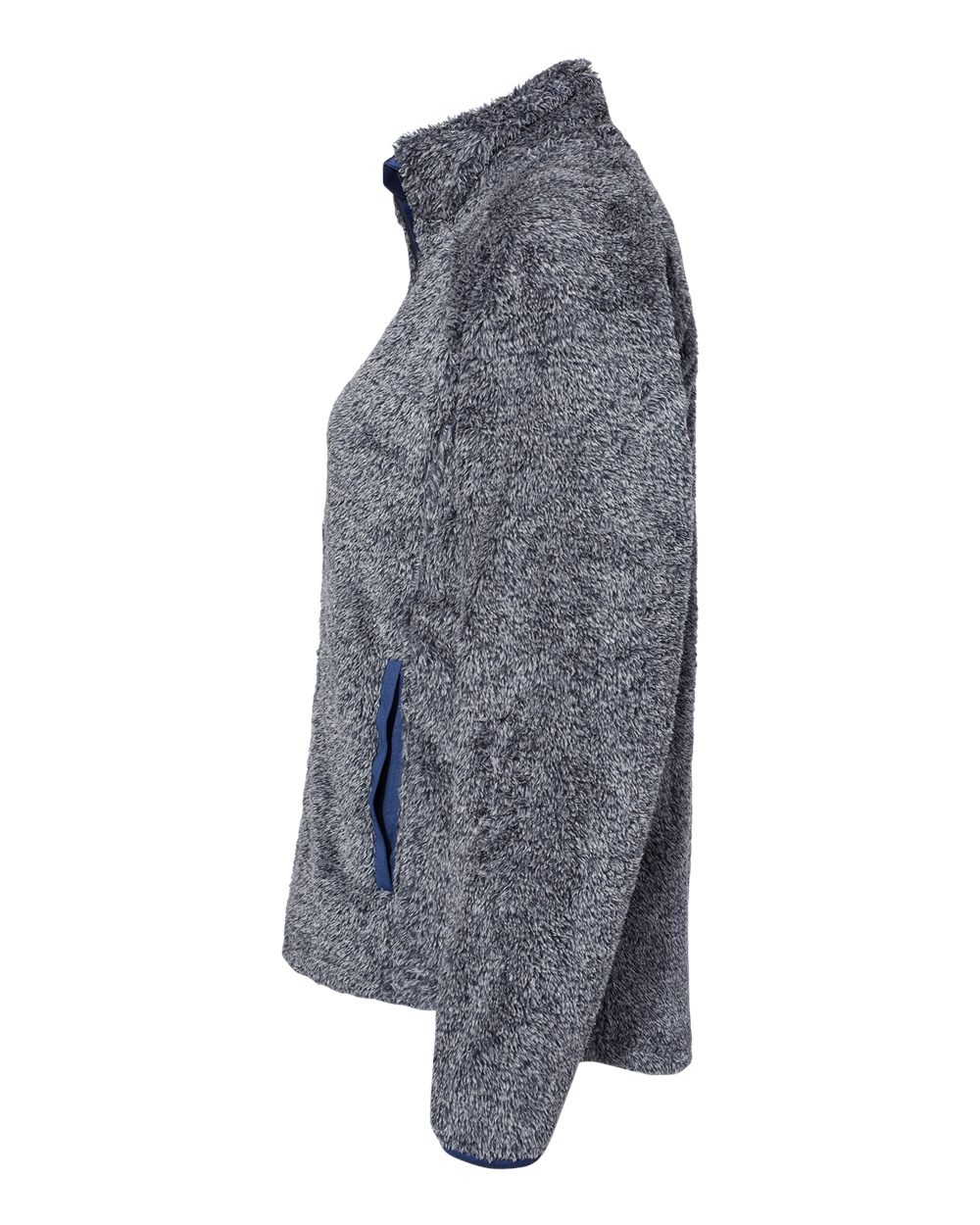 Left View of Navy Women's Boundary Shag Frosty Sherpa Full-Zip - 8463