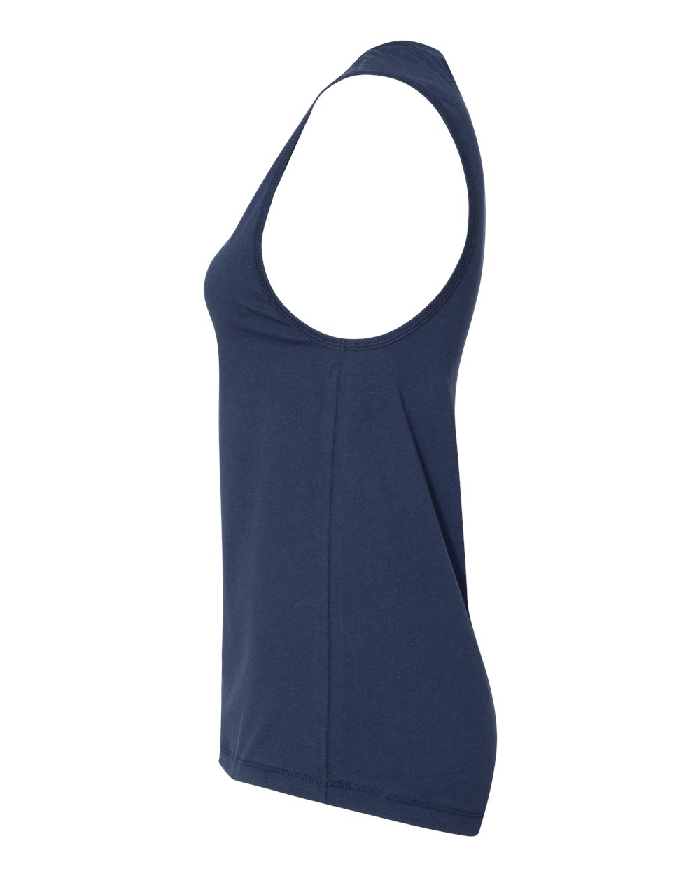 Left View of Navy Women's Jersey Muscle Tank - 6003