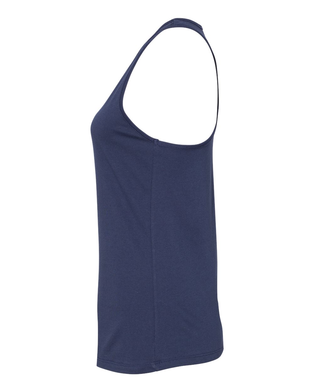 Left View of Navy Women's Jersey Racerback Tank - 6008