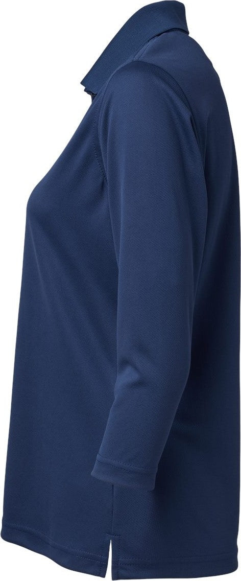 Left View of Navy Women's Lady Palm Three-Quarter Sleeve Polo - 120