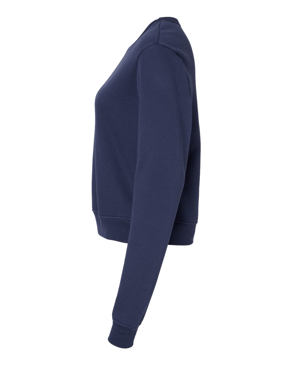 Left View of Navy Women's Sponge Fleece Classic Crewneck Sweatshirt - 7511