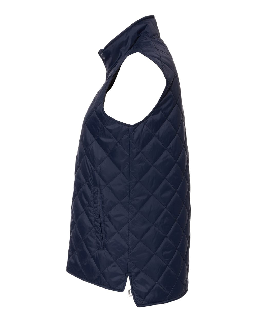 Left View of Navy Women's Vintage Diamond Quilted Vest - W207359