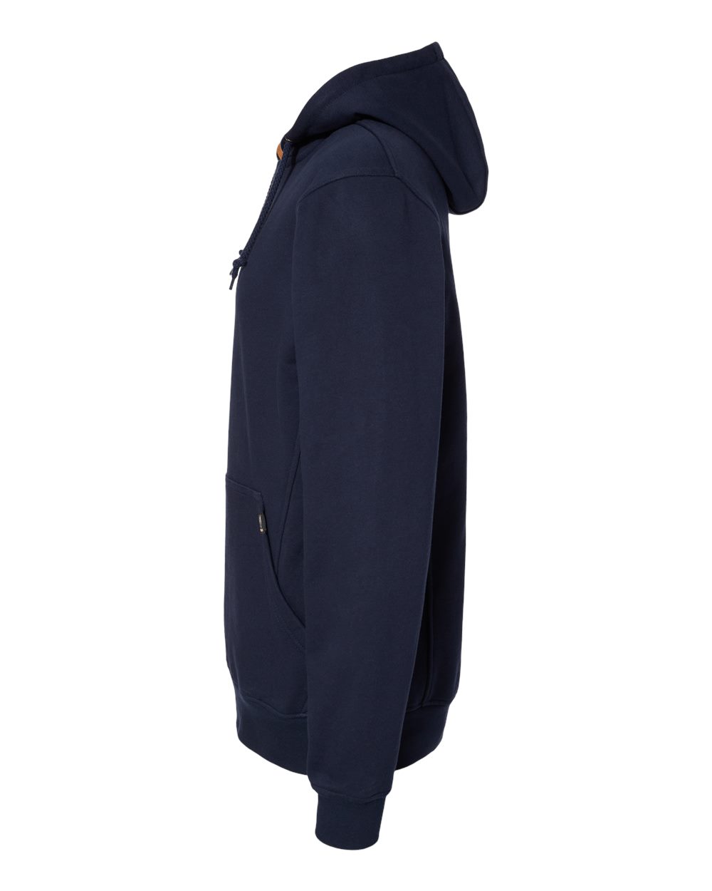 Left View of Navy Woodland Fleece Hooded Pullover - 7035