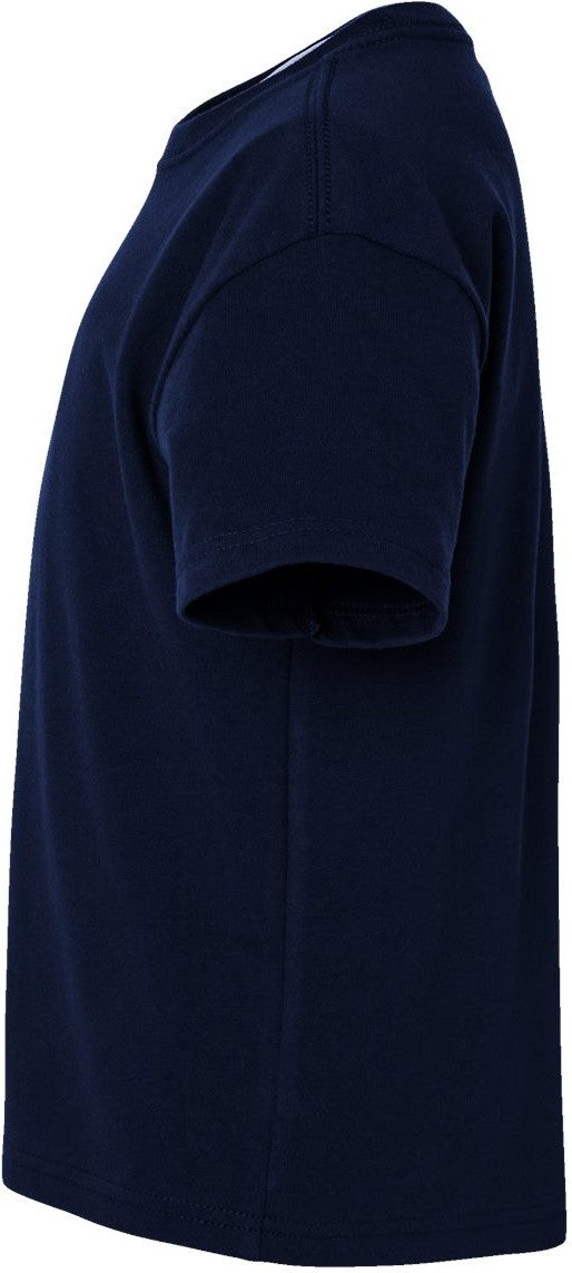 Left View of Navy Youth 6oz. Heavyweight Tee - 3010Y