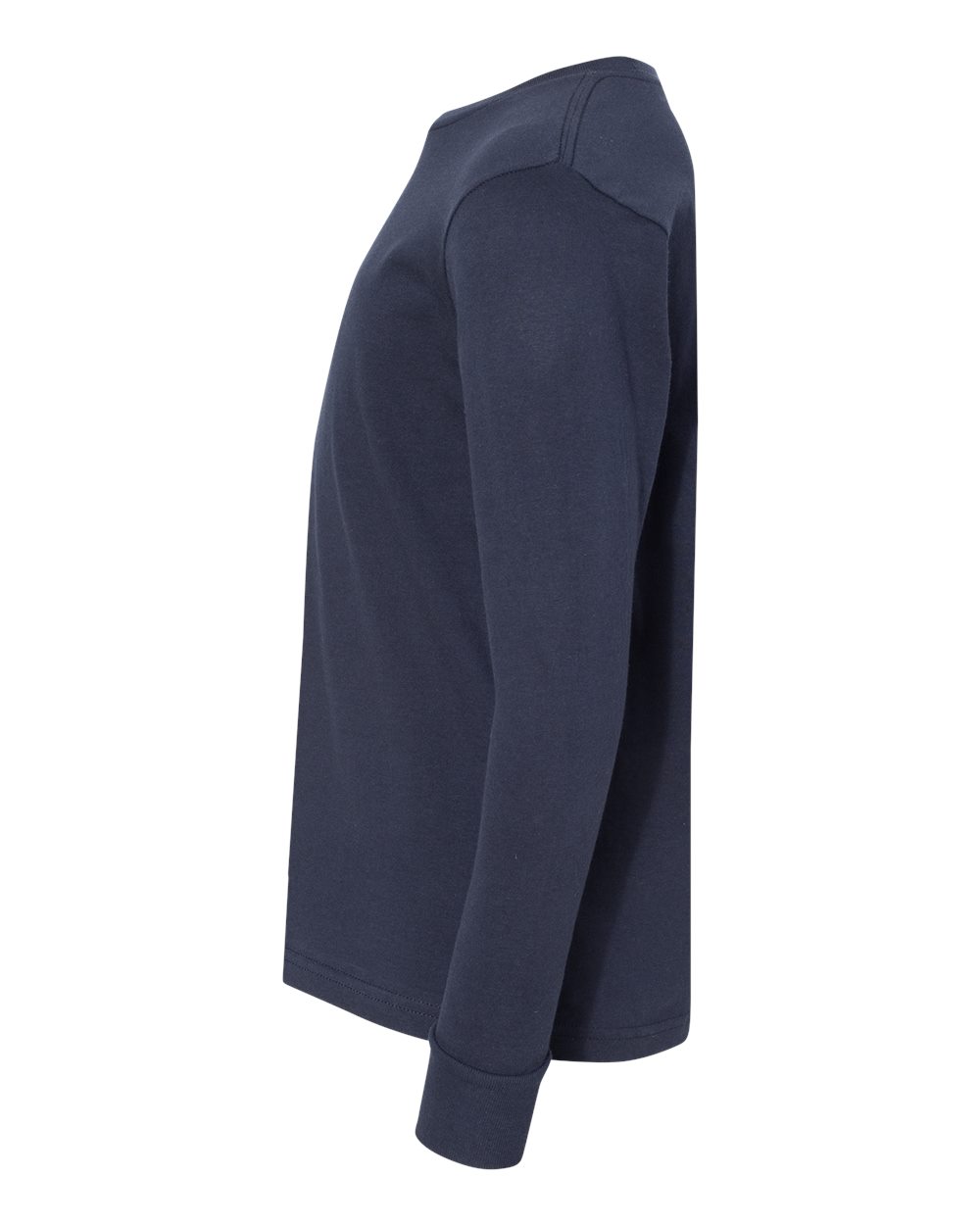 Left View of Navy Youth Fine Jersey Long Sleeve Tee - 6201