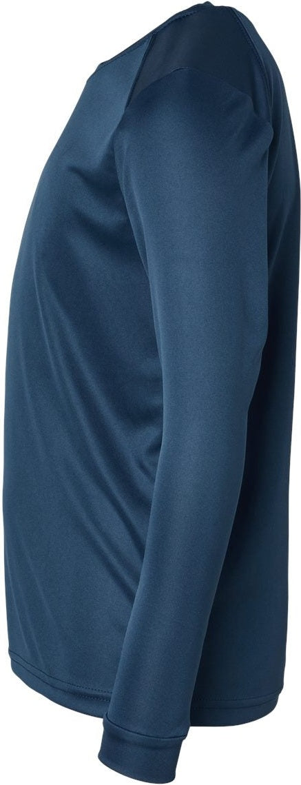 Left View of Navy Youth Long Islander Performance Long Sleeve T-Shirt - 218Y