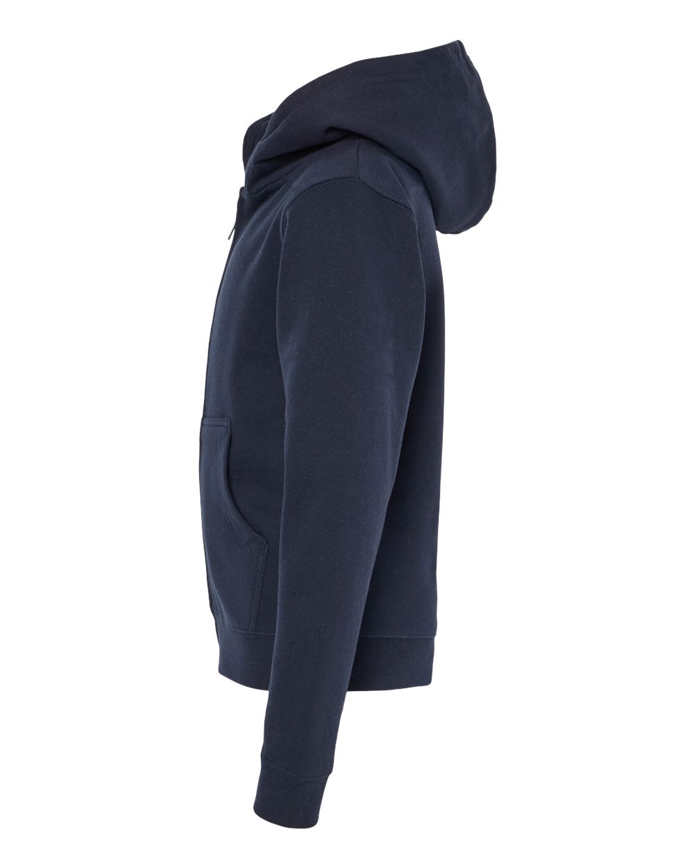 Left View of Navy Youth Midweight Full-Zip Hooded Sweatshirt - SS4001YZ