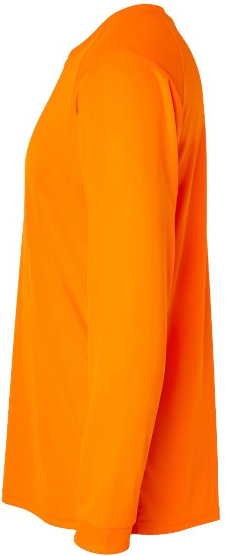 Left View of Neon Orange Long Islander Performance Long Sleeve T-Shirt - 210
