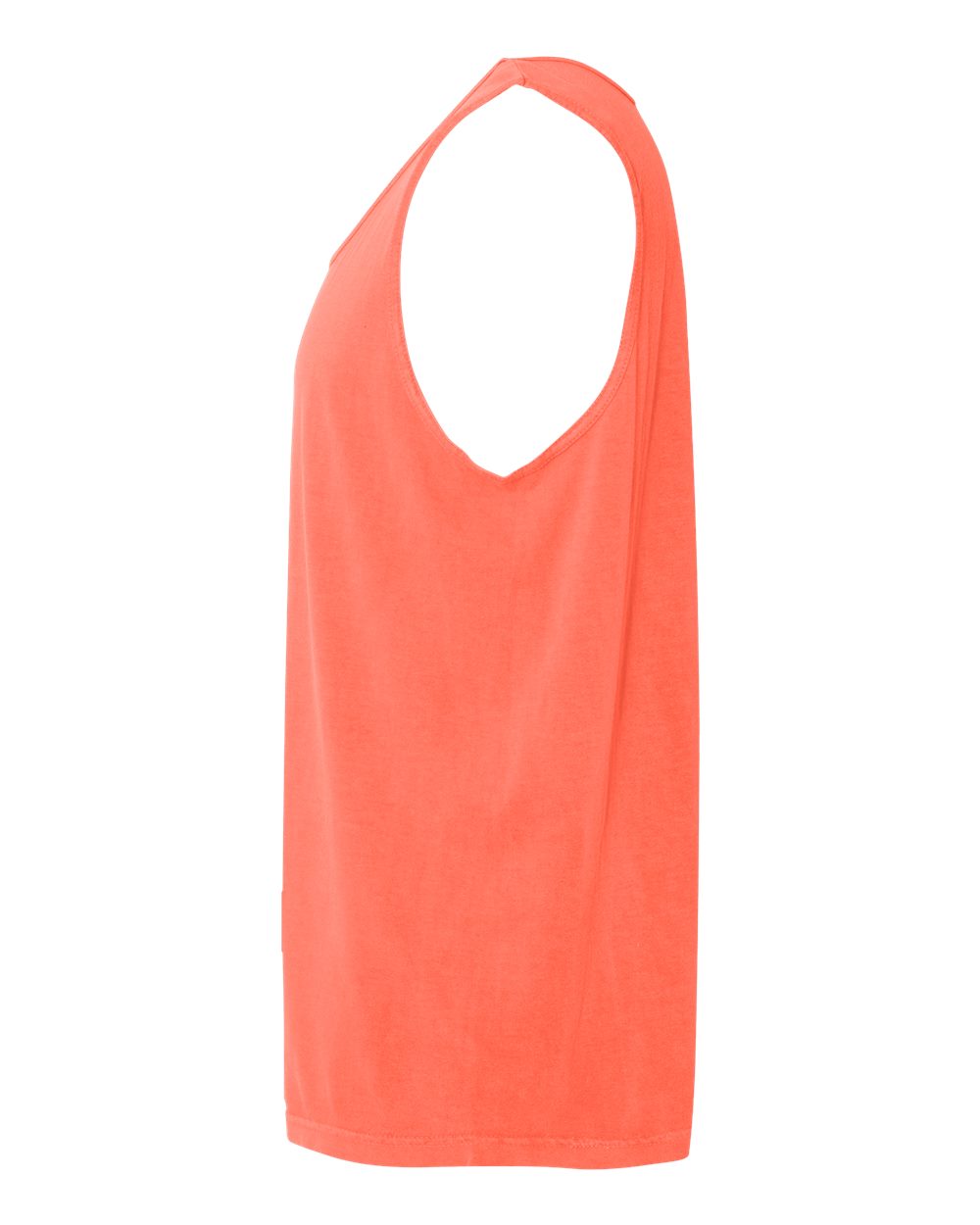 Left View of Neon Red Orange Garment-Dyed Heavyweight Tank Top - 9360