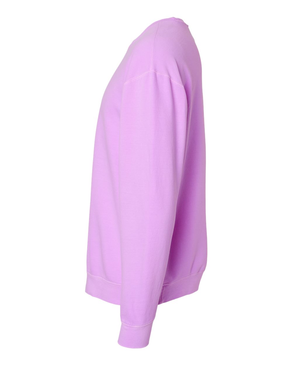 Left View of Neon Violet Garment-Dyed Lightweight Fleece Crewneck Sweatshirt - 1466