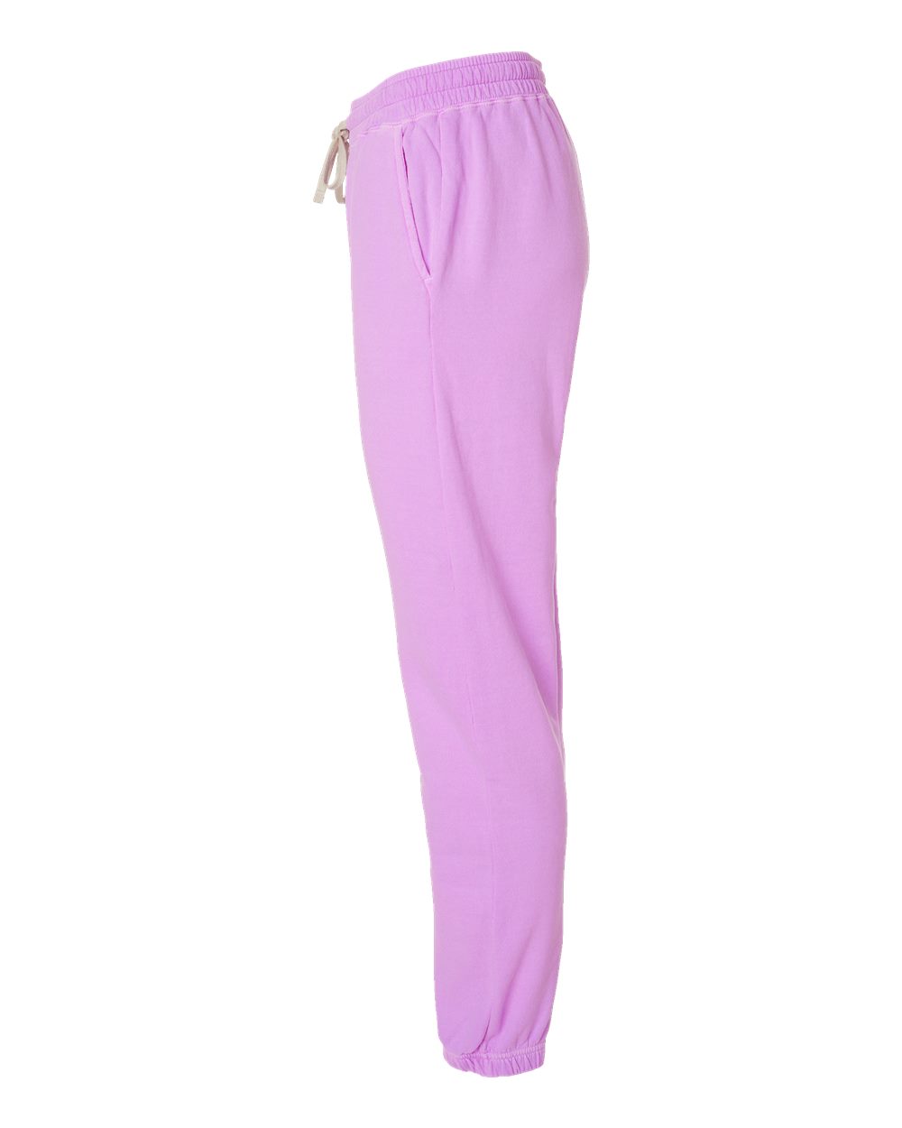 Left View of Neon Violet Garment-Dyed Lightweight Fleece Sweatpants - 1469