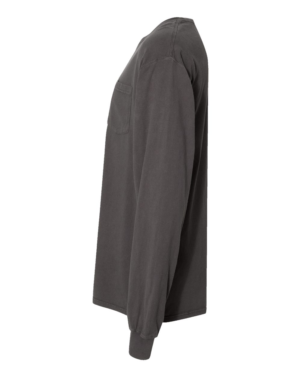 Left View of New Railroad Grey Garment-Dyed Long Sleeve T-Shirt With a Pocket - GDH250