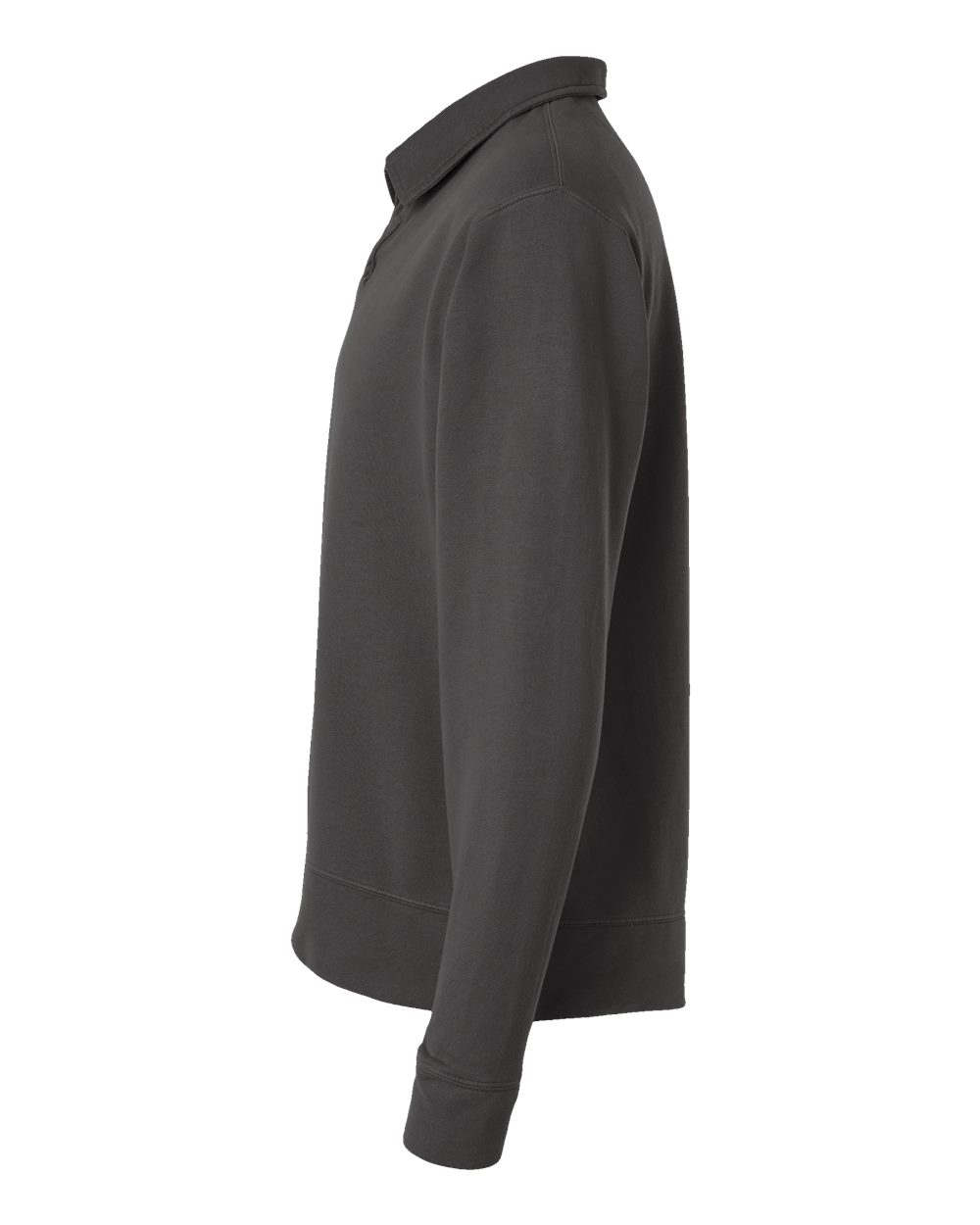 Left View of New Railroad Grey Garment-Dyed Polo Collar Sweatshirt - GDH490