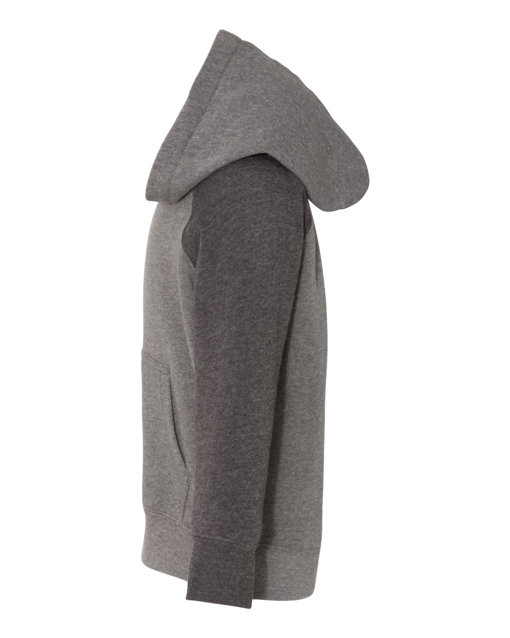 Left View of Nickel/ Carbon Toddler Special Blend Hooded Raglan Sweatshirt - PRM10TSB