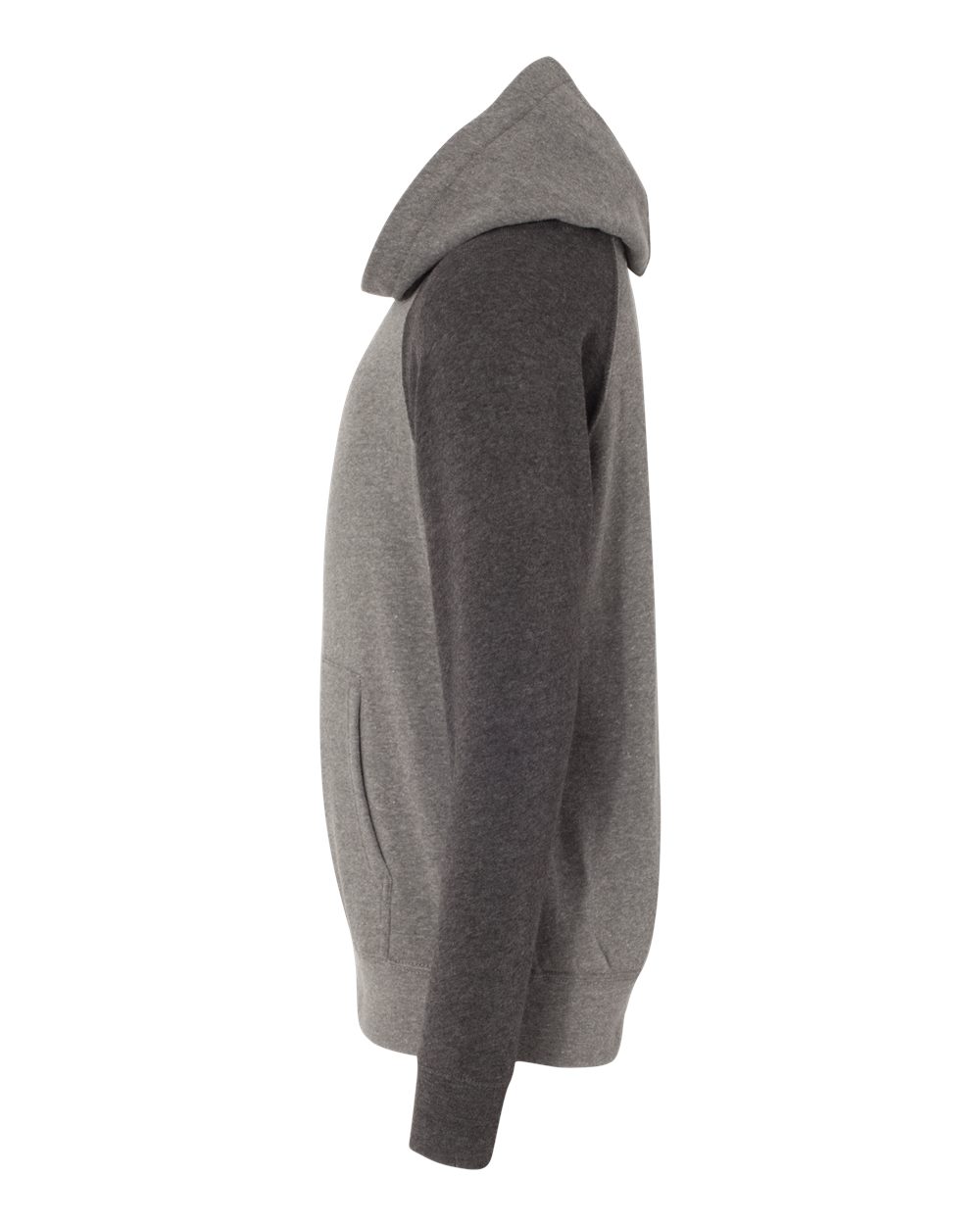Left View of Nickel/ Carbon Youth Lightweight Special Blend Raglan Hooded Sweatshirt - PRM15YSB