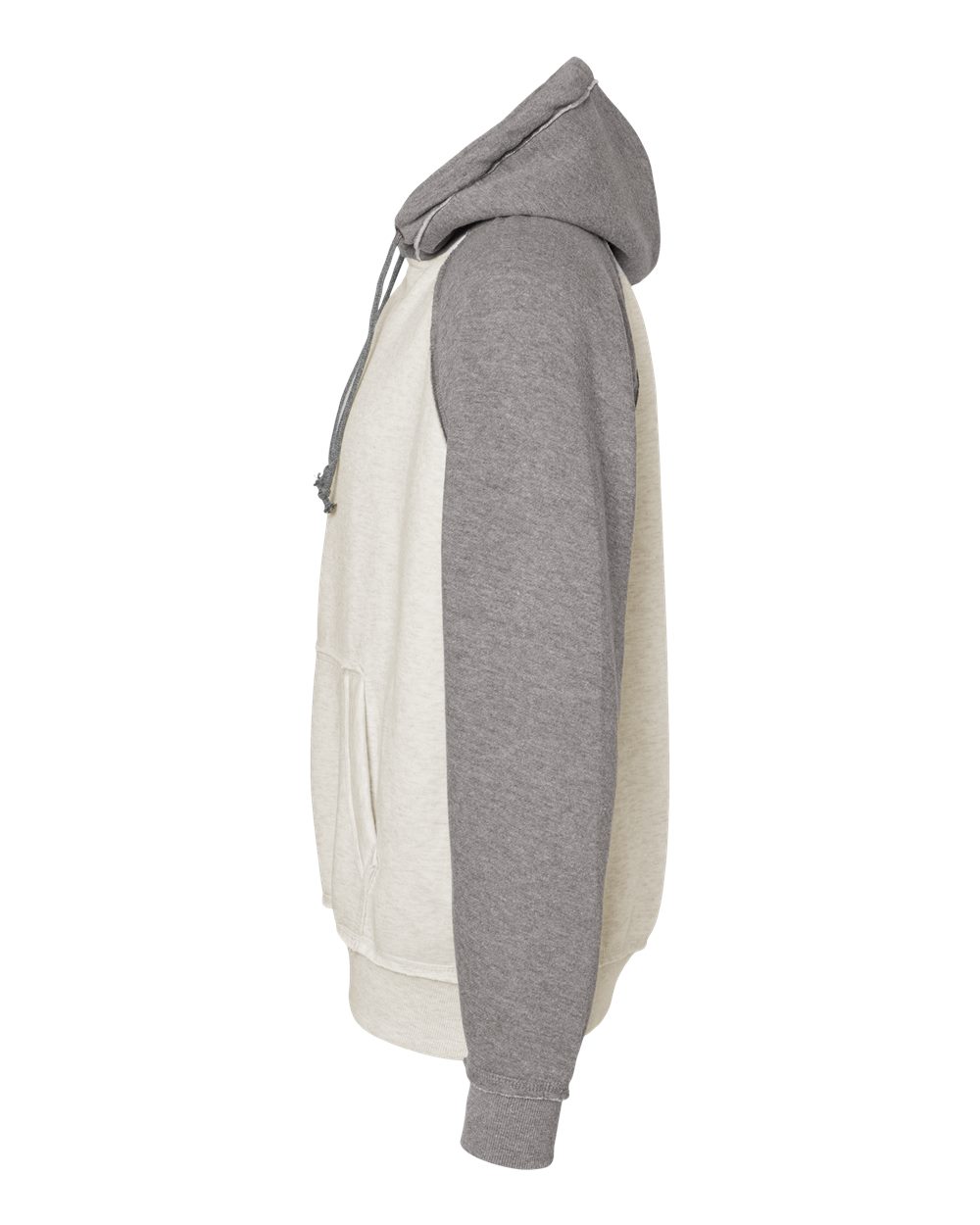 Left View of Oatmeal Heather/ Smoke Heather Vintage Heather Hooded Sweatshirt - 8885