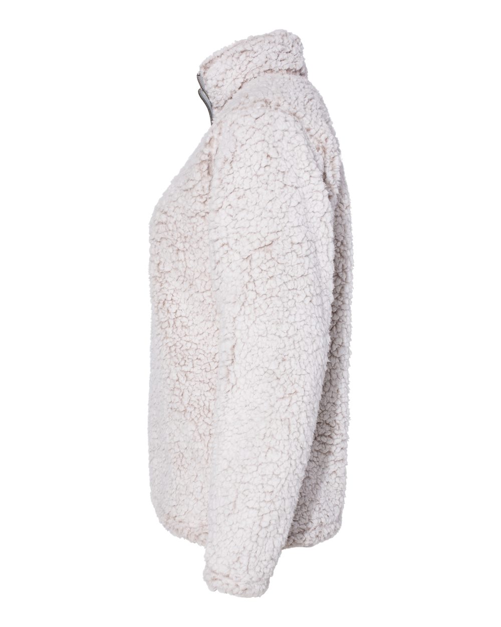 Left View of Oatmeal Heather Women’s Epic Sherpa Quarter-Zip Pullover - 8451
