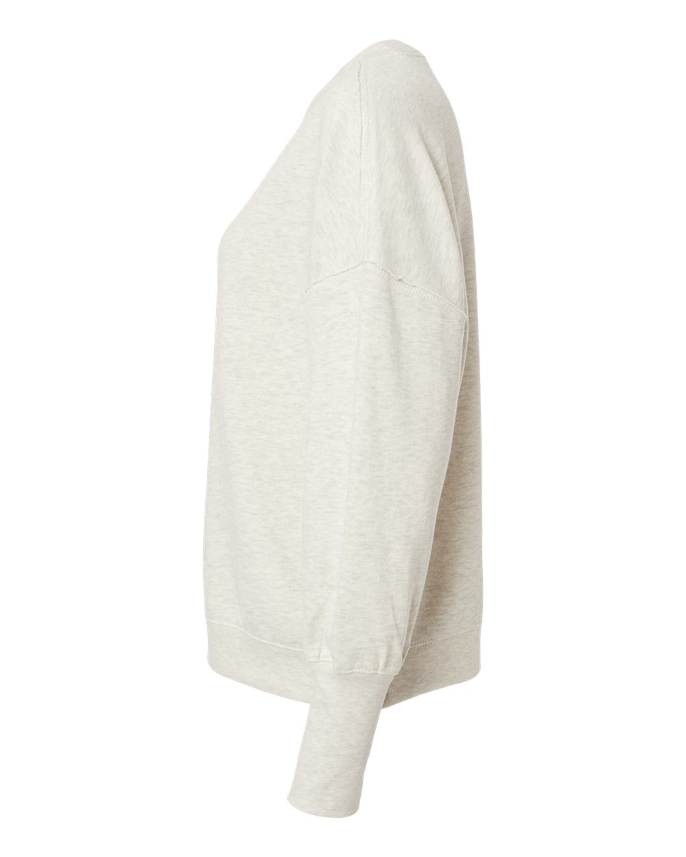 Left View of Oatmeal Women's Sueded Fleece Crewneck Sweatshirt - W22712