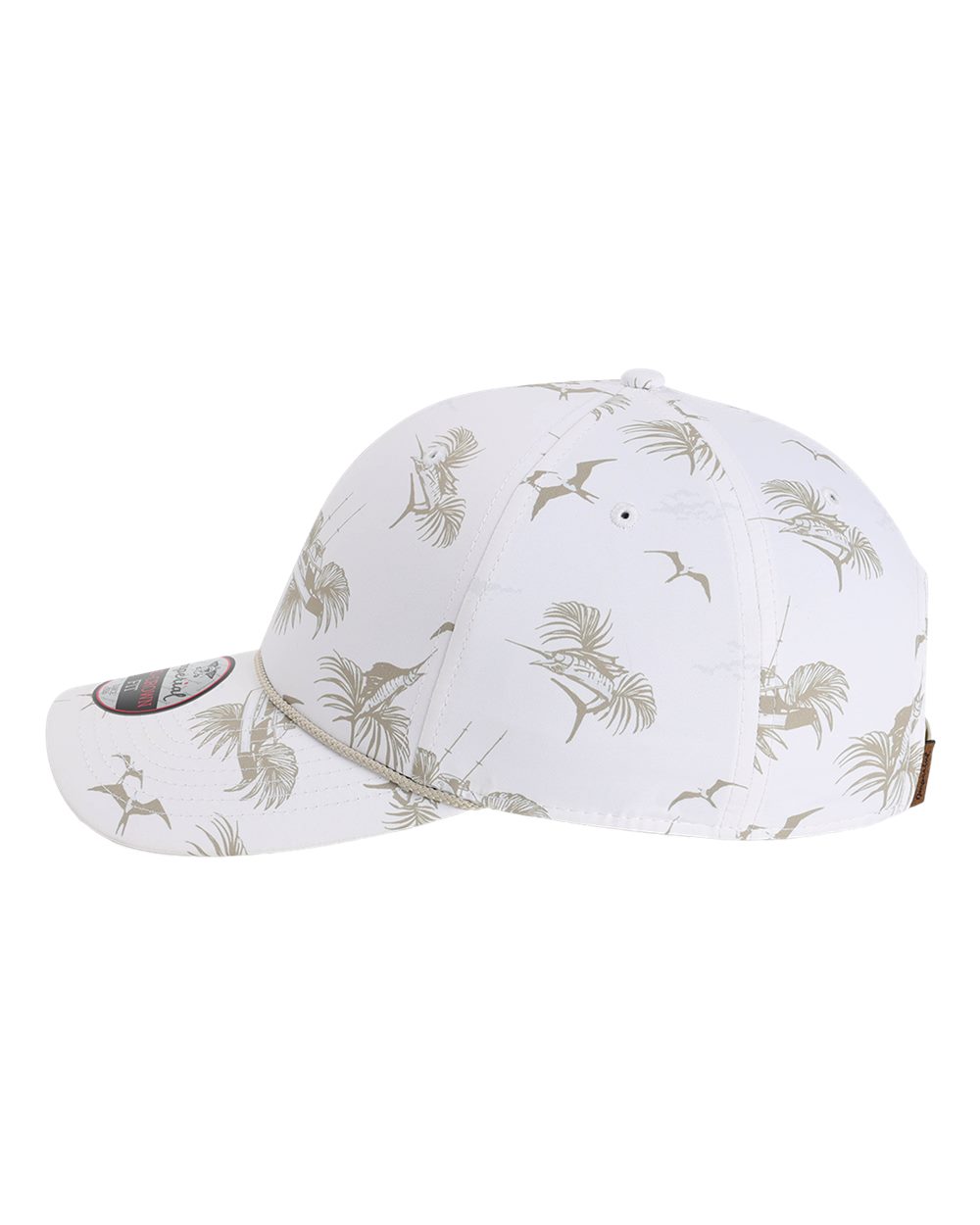 Left View of Offshore White The Outtasite Cap - 5058