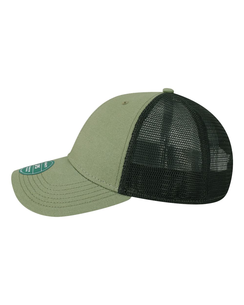 Left View of Olive/ Black Lo-Pro Snapback Trucker Cap - LPS