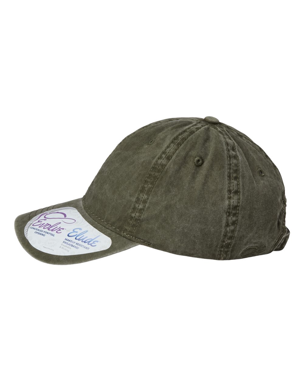 Left View of Olive/ Camo Women's Pigment-Dyed with Fashion Undervisor Cap - CASSIE