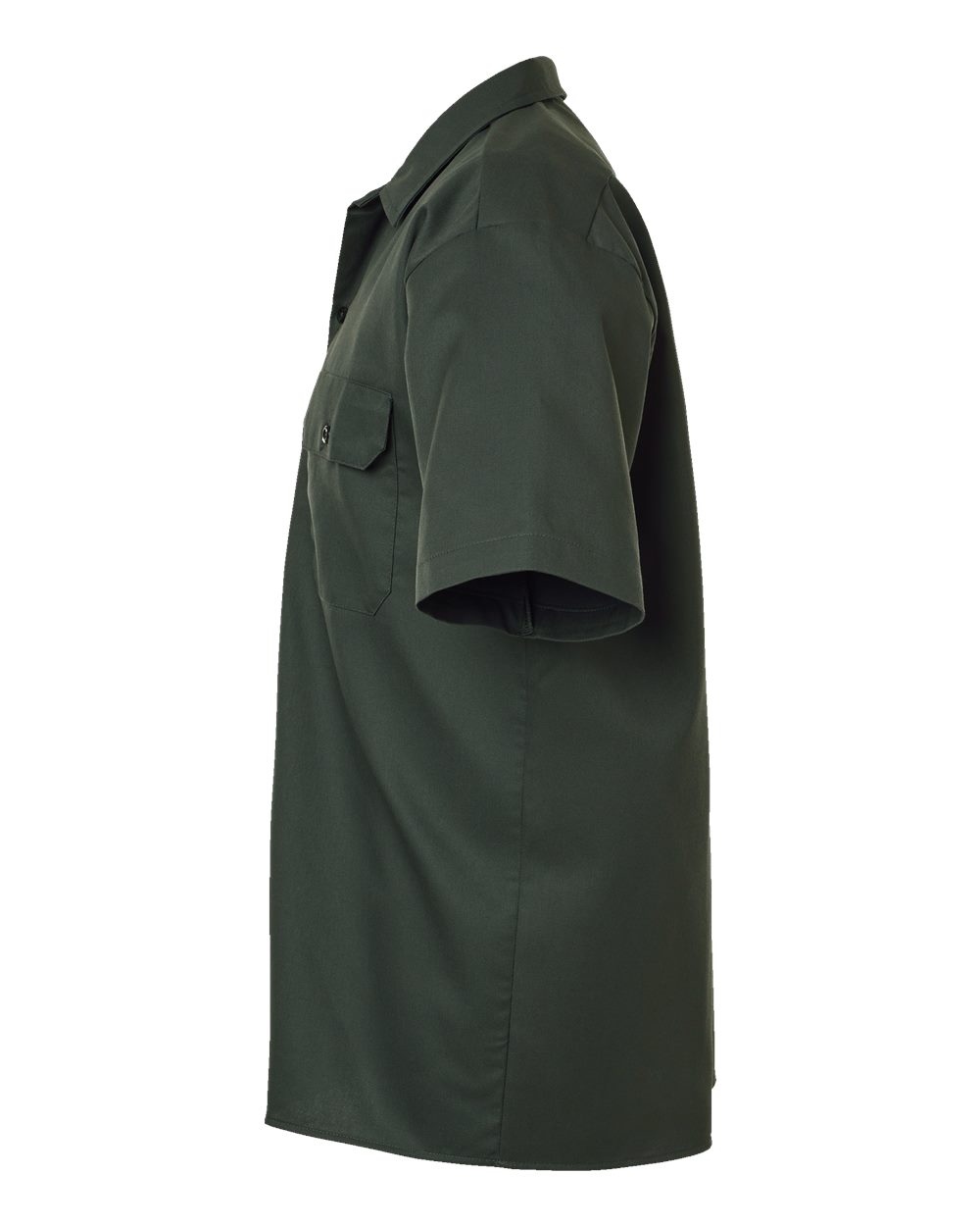 Left View of Olive Green Short Sleeve Work Shirt - Tall Sizes - 2574T