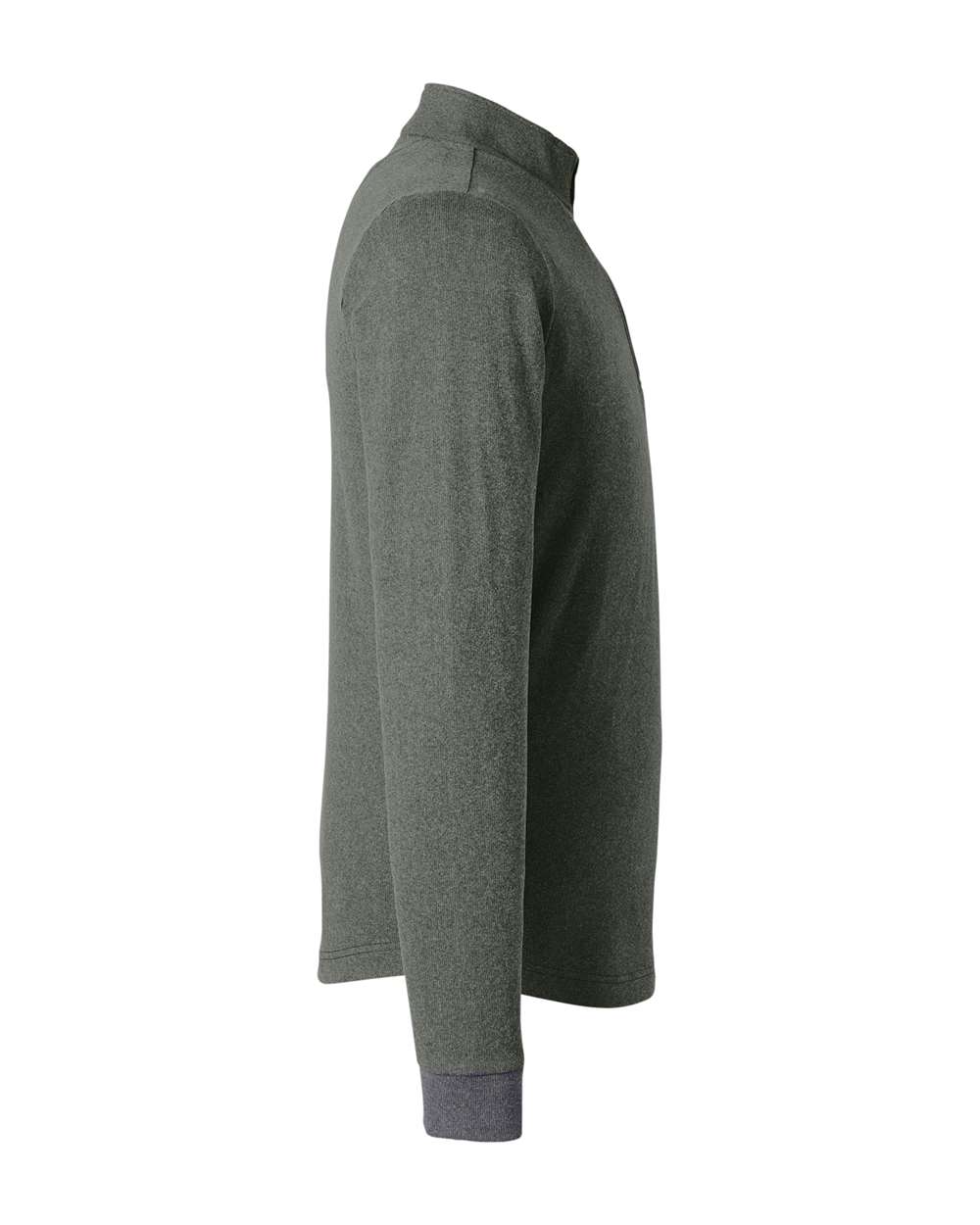 Left View of Olive/ Grey Heather Emery Quarter-Zip Pullover - SWE500