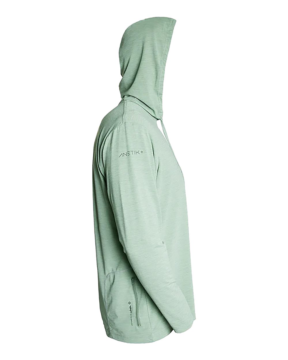 Left View of Olive Heathered Low Pro Tech Hooded Long Sleeve T-Shirt - MVLPRH8