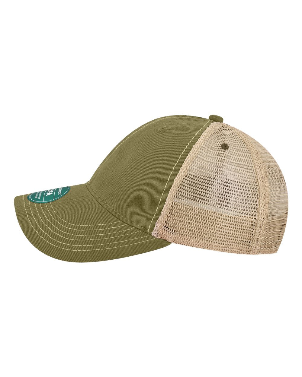 Left View of Olive/ Khaki Old Favorite Trucker Cap - OFA