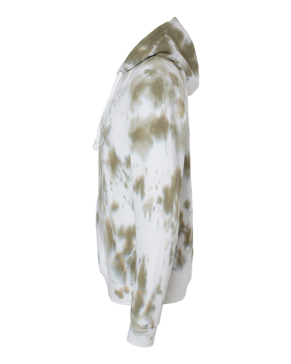 Left View of Olive Tie Dye Tie-Dyed Fleece Hooded Sweatshirt - 8861