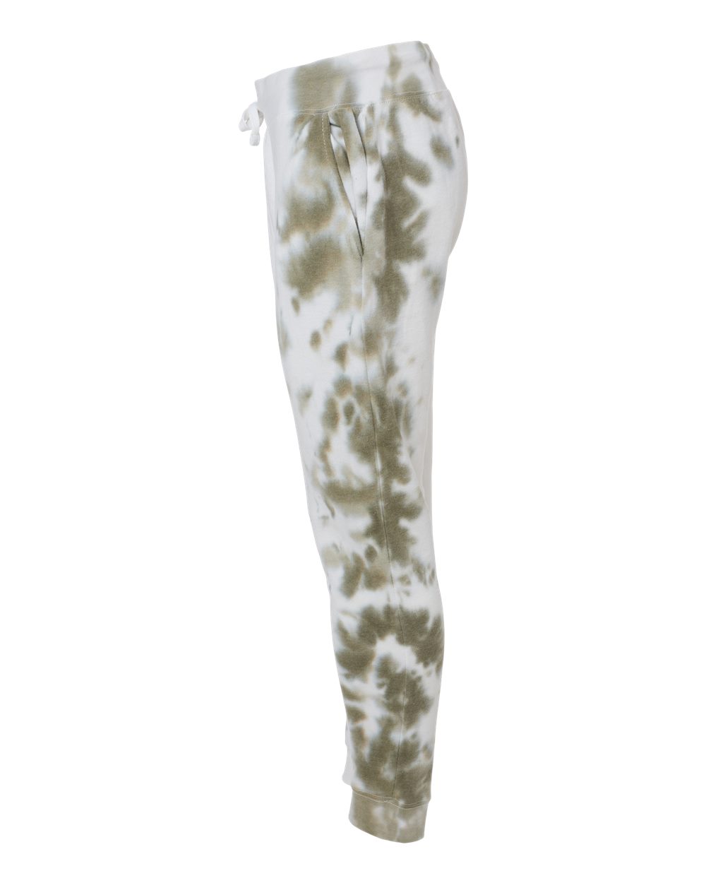 Left View of Olive Tie Dye Tie-Dyed Fleece Joggers - 8884