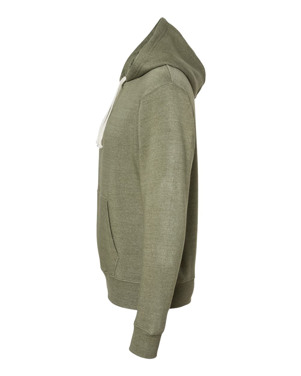 Left View of Olive Triblend Triblend Fleece Hooded Sweatshirt - 8871