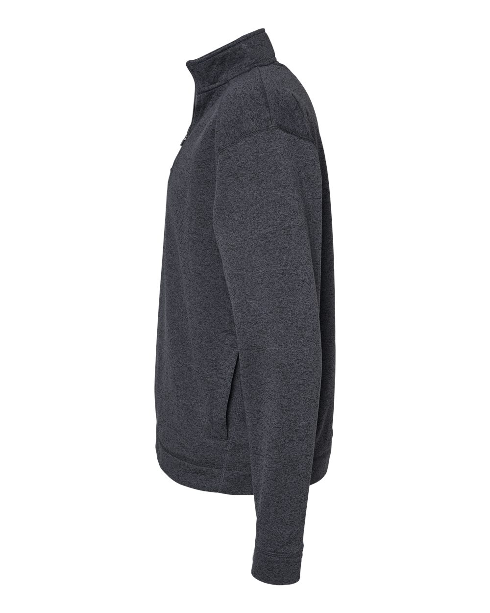 Left View of Onyx Fleck Cosmic Fleece Quarter-Zip Sweatshirt - 8614