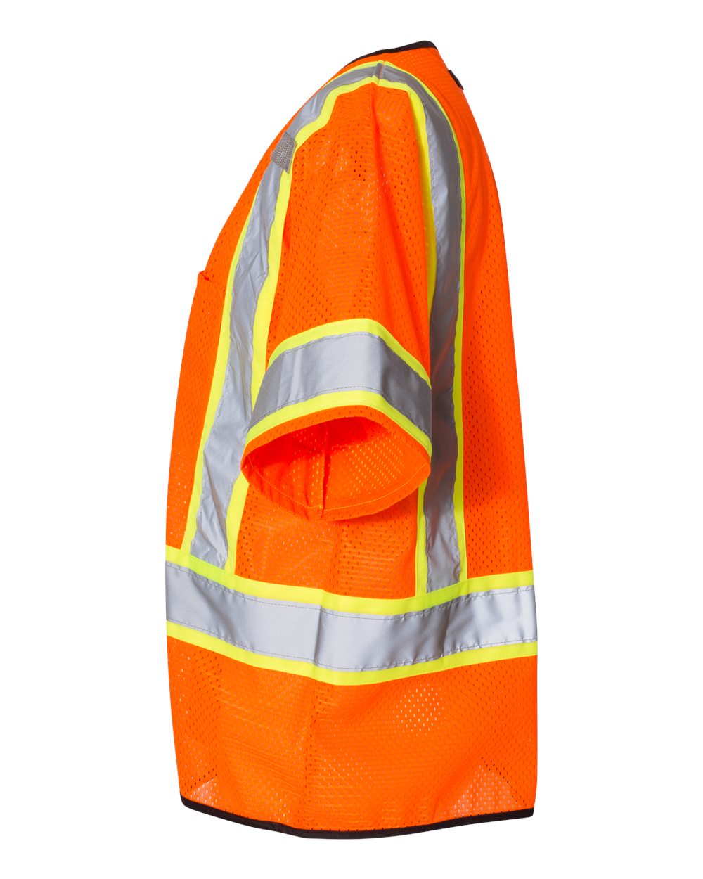 Left View of Orange Class 3 Mesh Zippered Vest - 1565-1566