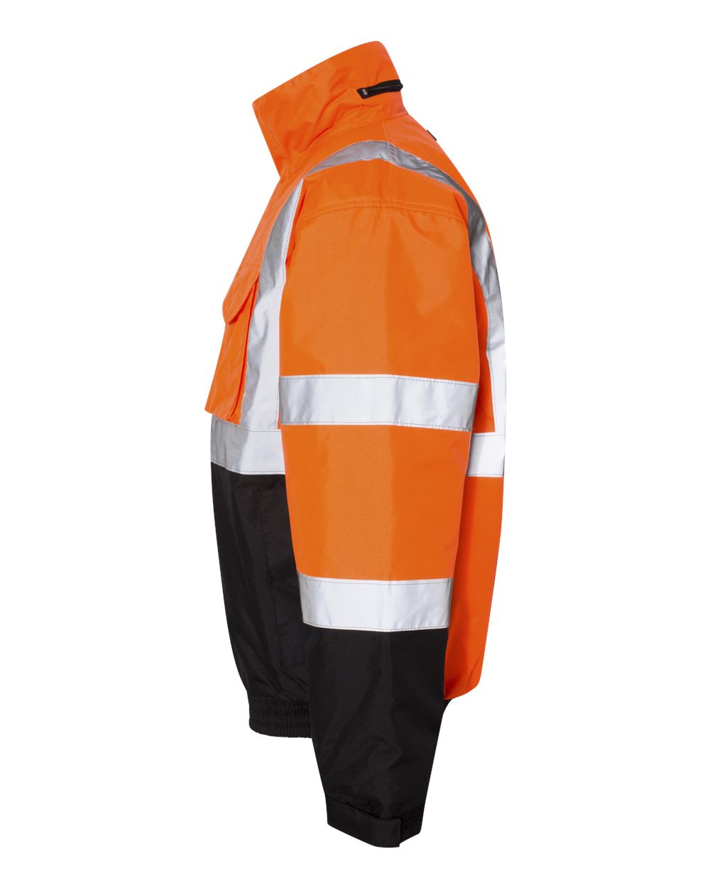 Left View of Orange Economy Bomber Jacket - JS121-122