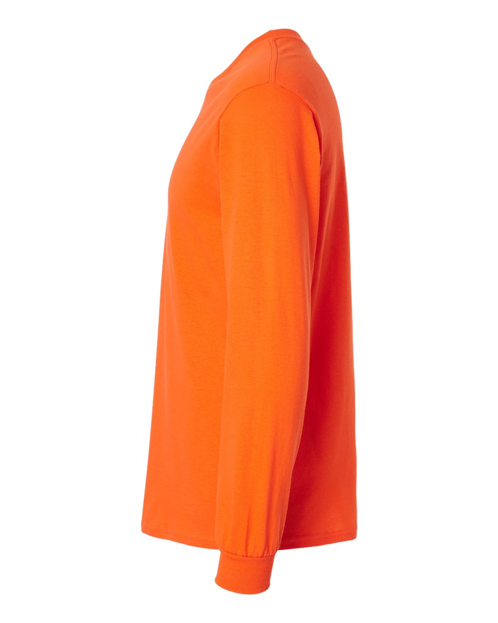 Left View of Orange Heavy Cotton™ Long Sleeve T-Shirt - 5400
