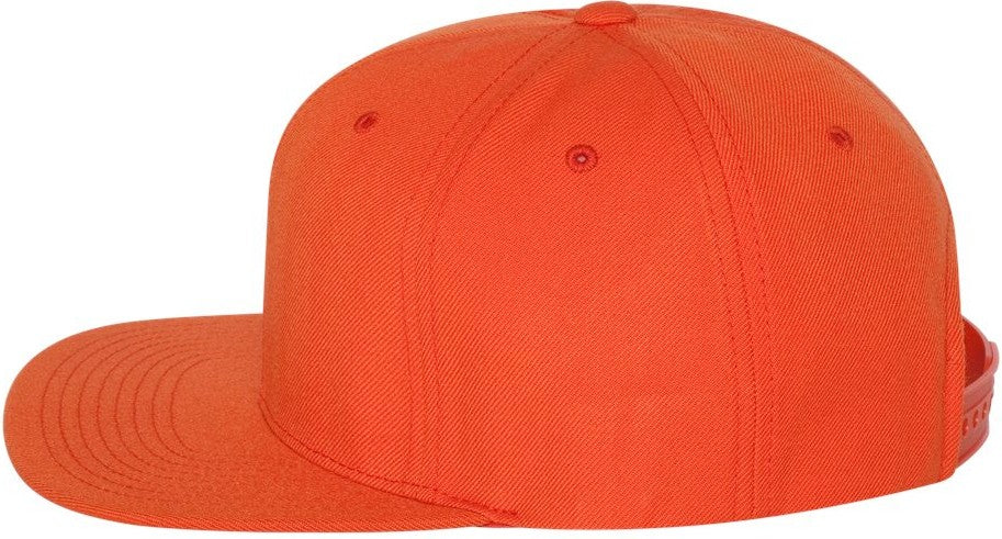 Left View of Orange Premium Flat Bill Snapback Cap - 6089M