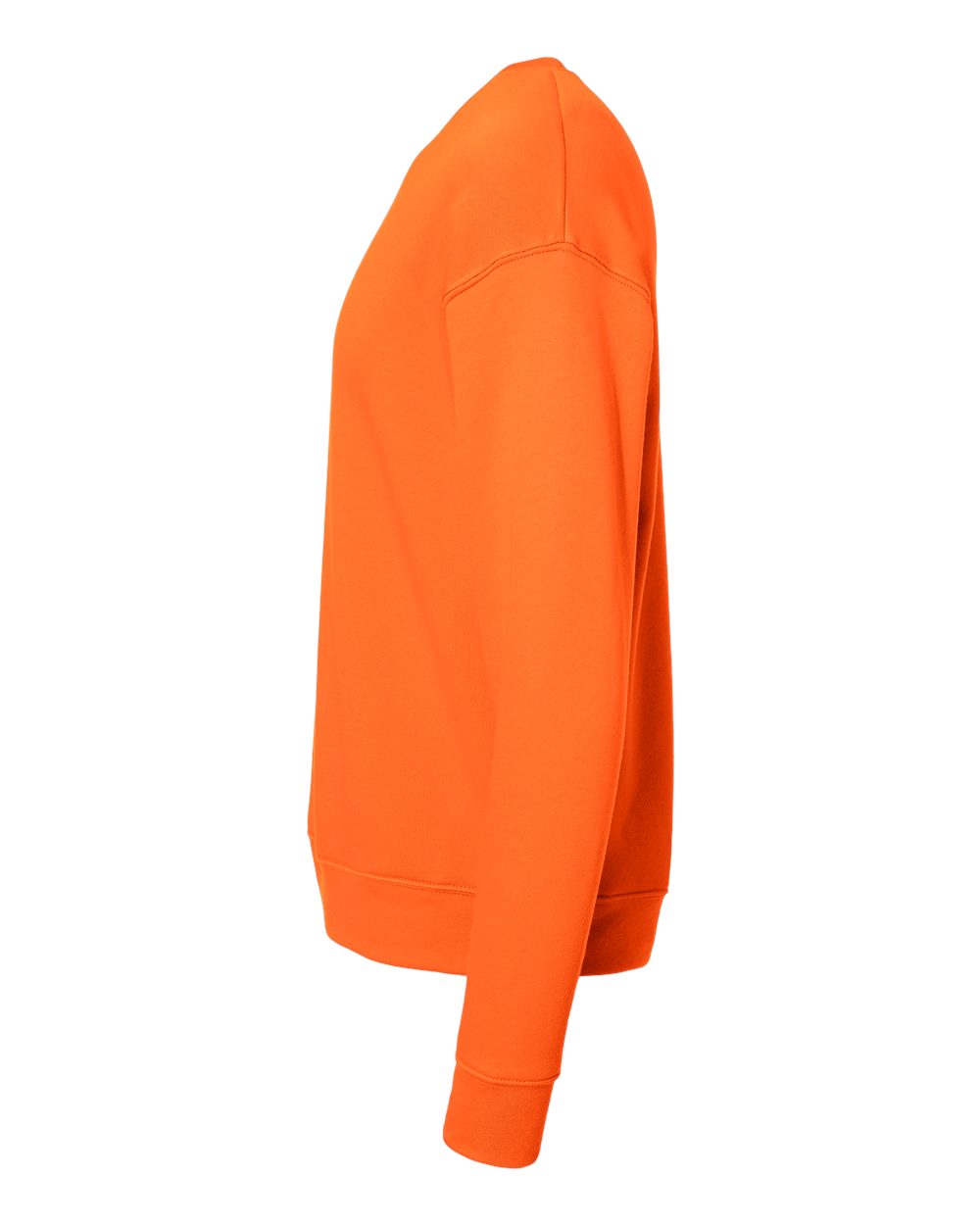 Left View of Orange Sponge Fleece Drop Shoulder Crewneck Sweatshirt - 3945