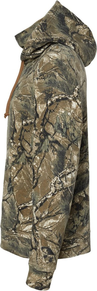 Left View of Outdoor Camo Gaiter Fleece Hooded Sweatshirt - 8879