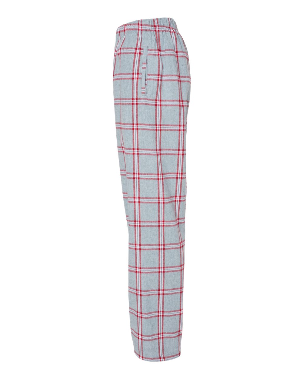 Left View of Oxford Red Tomboy Plaid Harley Flannel Pants - BM6624