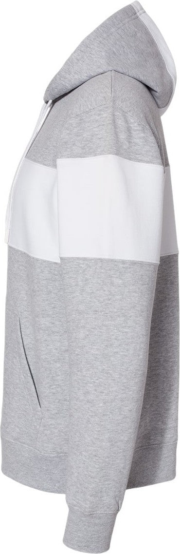 Left View of Oxford Varsity Fleece Colorblocked Hooded Sweatshirt - 8644