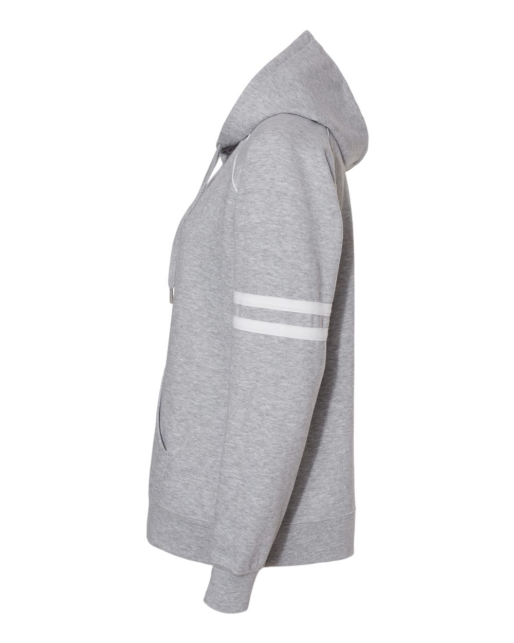 Left View of Oxford Women's Varsity Fleece Piped Hooded Sweatshirt - 8645