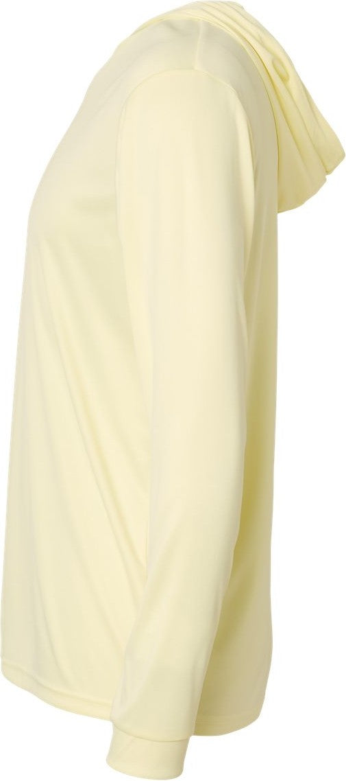 Left View of Pale Yellow Bahama Performance Hooded Long Sleeve T-Shirt - 220