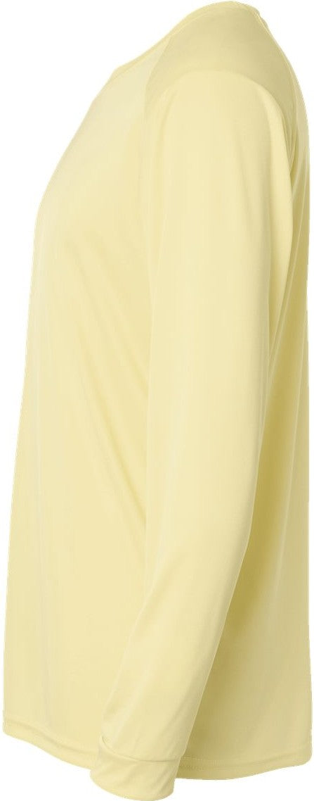 Left View of Pale Yellow Long Islander Performance Long Sleeve T-Shirt - 210
