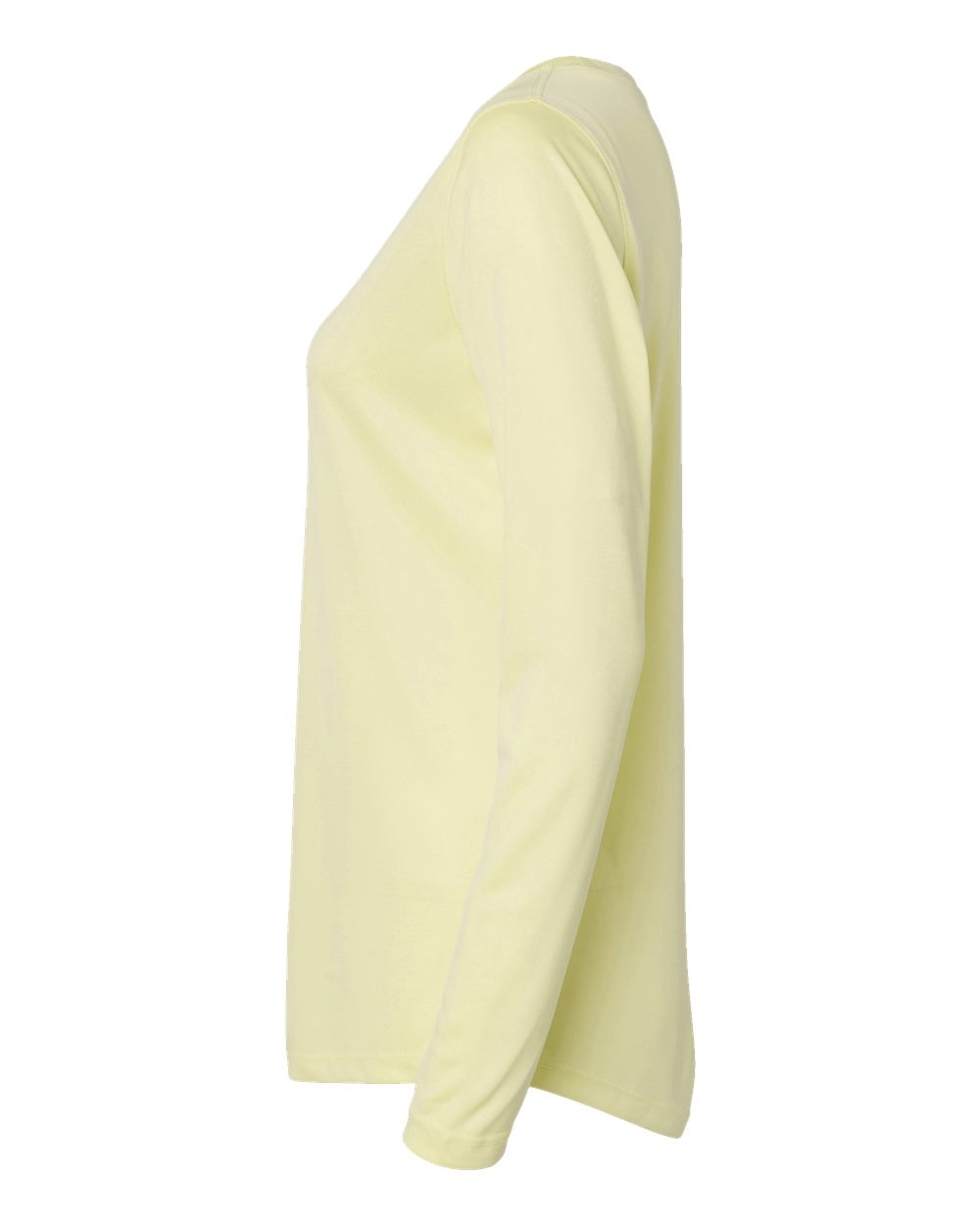 Left View of Pale Yellow Women's Long Islander Performance Long Sleeve T-Shirt - 214